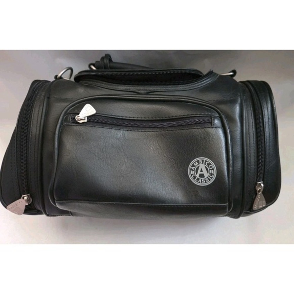 Ambico Black Faux Leather Camera Bag With Multiple Compartments‎ And Strap EUC